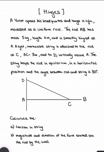 Solving Hinges Forces Problems in A Level Maths