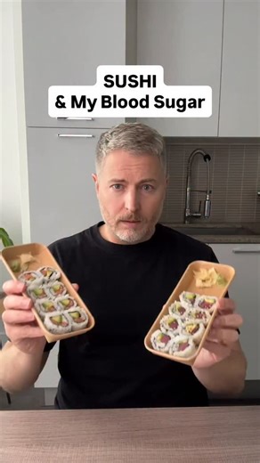 Justin Richard on Instagram: "What does the sushi do to my glucose levels? #glucose #bloodsugar #sushi #insulinresistant1 ￼"