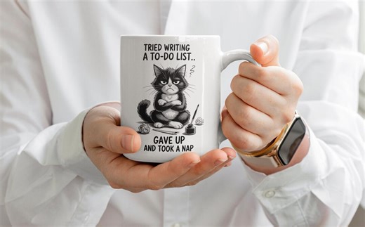 Funny Cat Coffee Mug – Tried Writing a To-do List Gave up Took a Nap – Humorous Cat Mug Gift for Coffee Lovers - Etsy UK