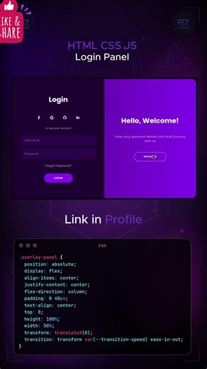 Modern Login Panel using HTML, CSS, JS! 👨‍💻 #coding #javascript