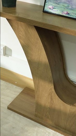 Unique Curved Oak Console Table | Modern Rustic Entryway Decor Idea for Neutral Home