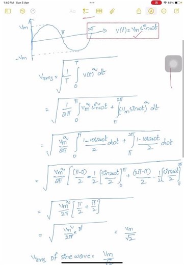 Rms value of full sine wave.👆