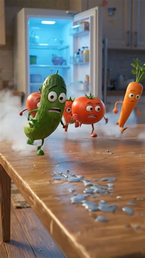 Robo Fun on Instagram‎: "المطبخ خلاص مش أمان والحياة بقت صعبة..🥺🥒 في الحلقة ٦، الوداع كان صعب جداً. الشلة اضطرت تهرب وتسيب الخيارة وراها بعد ما اتكسرت. الطماطم والبصلة والتفاحة في حالة رعب حقيقي! 💔🏃‍♂️ تفتكروا مين أكتر واحد شجاع فيهم وهيكمل للآخر؟ 🍅 الطماطم 🧅 البصلة 🥕 الجزرة شاركونا توقعاتكم في الكومنتات! 👇 #3danimation #kitchenlife #vegetableart #sadscene #animationstudio #episodeseries #reelsi̇nstagram #fyp #followmeto #reelsforyou #likeforfollowers #reelsinstagram😍"‎