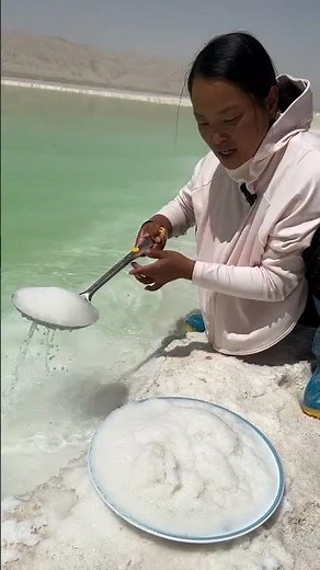 The process of digging lake enriched salt mine