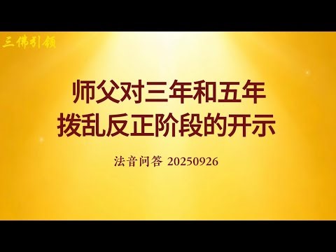 师父对三年和五年“拨乱反正”阶段的开示 ｜法音问答 心灵法门 三佛引领