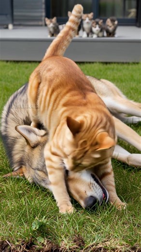 Mother Cat Fights Off Wolf To Save Her Babies! #pets #animals #wildlife | Vu Bros