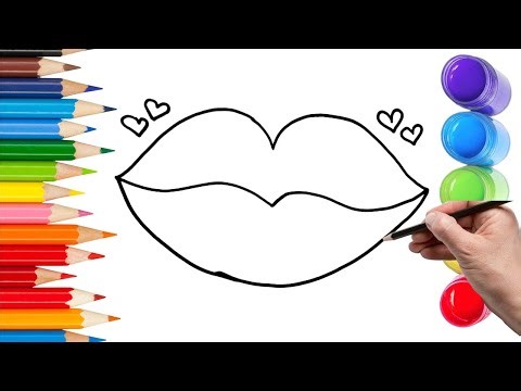 How To Draw cute Lips Drawing, Painting & Coloring For Kids and Toddlers_ Child Art 🐋🌈