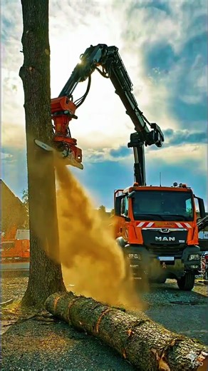 Wait… This Truck Has a Chainsaw Arm?! 😱🌳🪚#shorts#chainsaw#mantrucks#cradles#treecutting #truck#viral