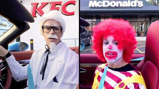 Eating dressed as fast food mascots for a full day