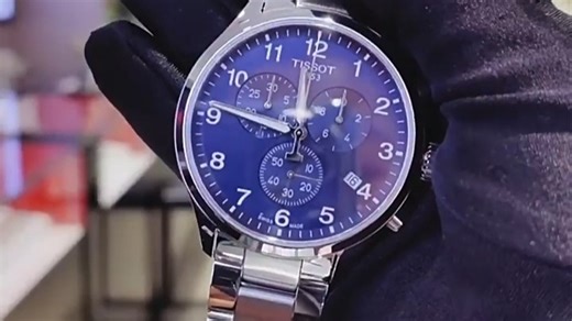 天梭官方授权店新款速驰系列蓝盘钢带石英男表T11|瑞士1853计时运动防水手表