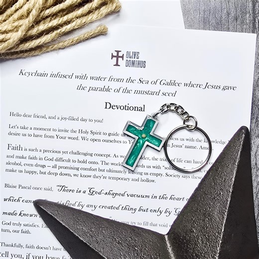 Aqua Mustard Seed Cross O-ring Keychain – Christian Resin Pendant With Wax-sealed Scripture Devotional – Sea of Galilee Water Infusion - Etsy