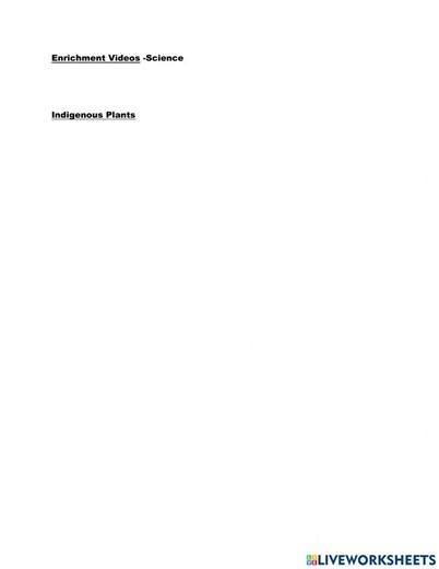 Science Enrichmet Videos worksheet