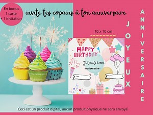Set of 12 Downloadable Children's Birthday Invitations   1 Free Birthday Card and 1 Free Invitation - Etsy