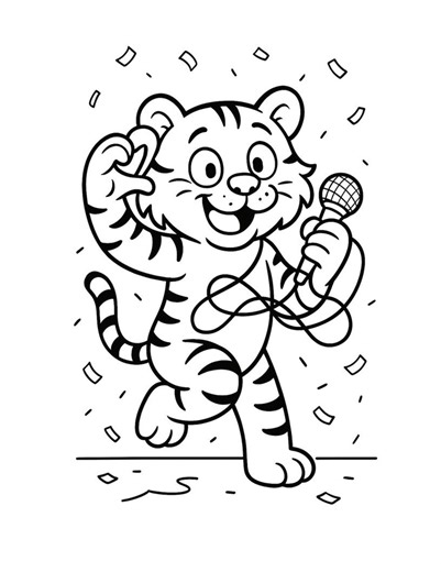Funny Tiger Coloring Page, Printable Kids Birthday Activity, Chinese New Year of the Tiger Mascot Art, Instant Download Digital File - Etsy