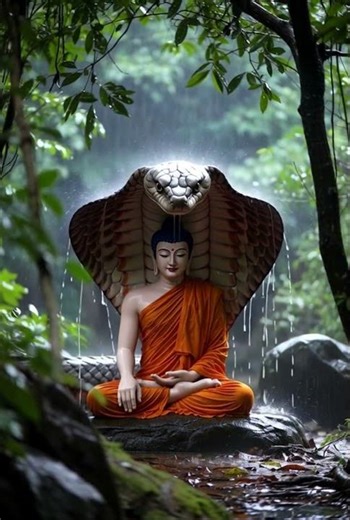 Cobra Protects Buddha in Rain, Becomes Beautiful Woman