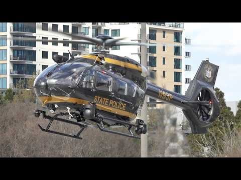 New 5 blades rotor Airbus Helicopters H145 D3 NY State Police landing at Verticon VAI 2026 Atlanta