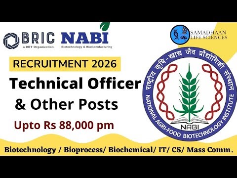Technical Officer & Other Posts Recruitment 2026 | Salary ₹88,000 | Bio/IT/CS Eligible