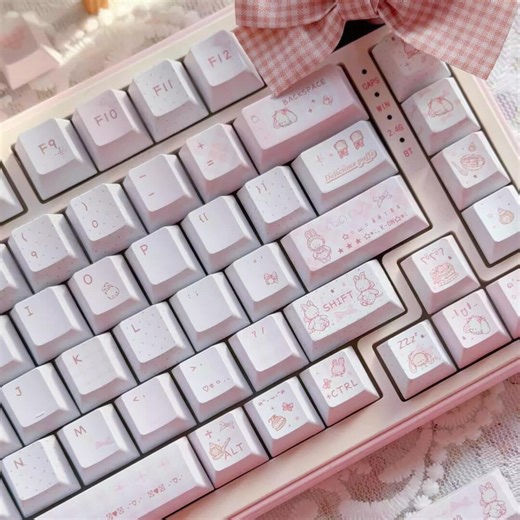 Cute Soft Pink Kawaii Keycap Set for Mechanical Keyboard, Minimal Pastel Aesthetic Keycaps, Custom PBT Keycaps, MX Switch Compatible - Etsy