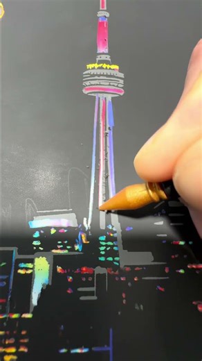 Beautiful Tokyo Night Scratch Art 🗼🌃🌕✍️