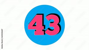 Number 43 forty three sign symbol animation motion graphics red color on white background,4k cartoon video number for video elements