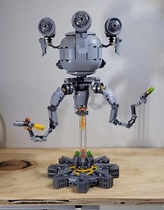LEGO Mister Handy (Codsworth). Credit and a full set of instructions: https://rebrickable.com/mocs/MOC-200421/QnadianBacon/mister-handy-deluxe | Vault-Tec Inc.