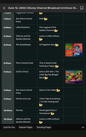 Disney Channel Schedule Archive - June 12, 2006: 20 years ago today