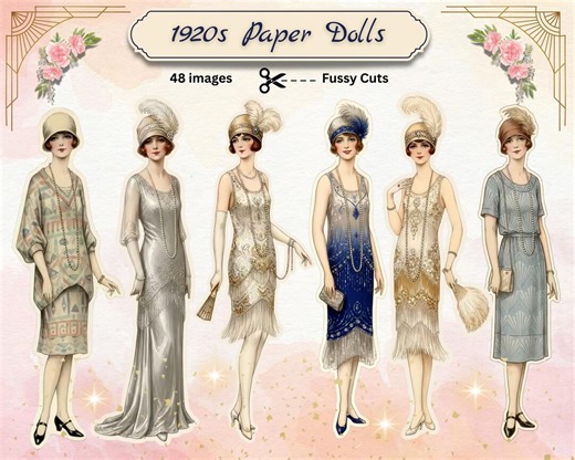 1920s Flapper Art Deco Paper Dolls, Vintage Woman Graphics, Art Deco Women (digital Download) - Etsy