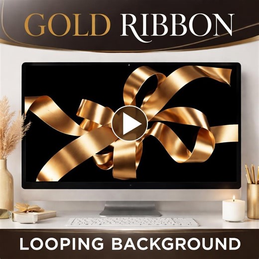 Gold Ribbon Loop Animation Background | Seamless Abstract Video | Animated Ribbon Loop for Video Backgrounds - Etsy