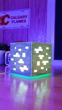 I turned a Minecraft diamond ore block into a real glowing lamp using a UV printer