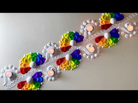 Border rangoli designs simple and easy | Easy border rangoli designs for beginners | Rangoli by vino