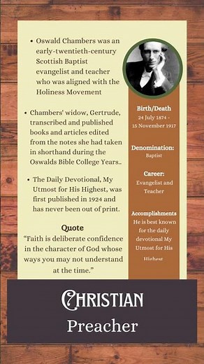 Oswald Chambers: Author of My Utmost for His Highest.