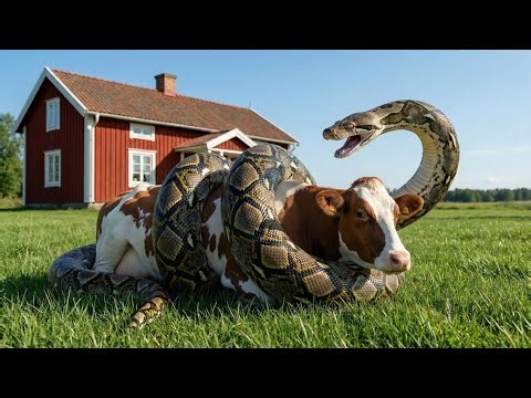 Heroic Rescue Team Saves Lonely Cow from Deadly Giant Python🐍
