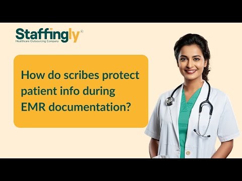 How do scribes protect patient info during EMR documentation?