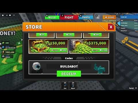 Build a Bot and Fight CODES
