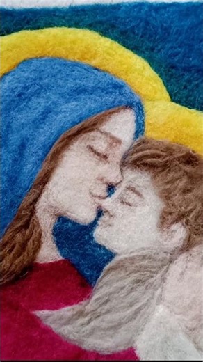 Salve Regina - Virgin Mary and baby Jesus Painted with Wool #salveregina #todayrosary