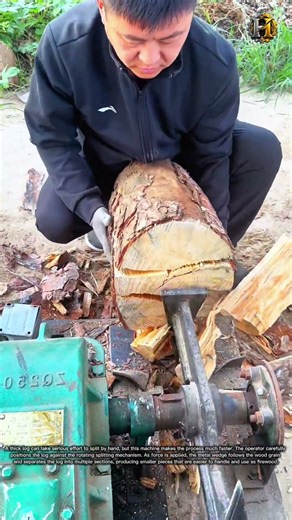 This Machine Splits a Heavy Log in Seconds 😮🪵