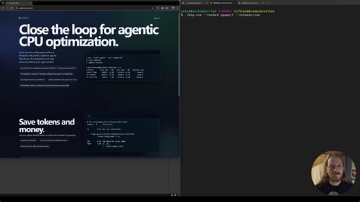 I have built a Windows x64 sampling profiler for native code+C# to be used by coding agents. Why? Because it is irresponsible to let computers write code but give them no tools to evaluate the performance of their code. Stop guessing, start measuring. -> https://t.co/0Ze36zmiPlHow does it work? Just point your agent to the profiler and let them measure and optimize. Or record a trace yourself and let the agent interpret the results for you. Works with Claude Code, Codex, pi, etc.The profiler als