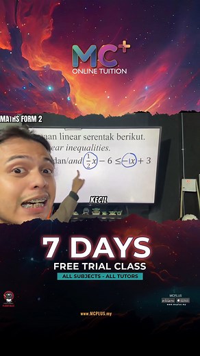 192 reactions | Linear Inequalities Form 2 Maths. Kita tengok bagaimana Sir Uzairi selesaikan soalan ni. #mcplus #jombelajar #plusian Kami menyediakan pembelajaran atas talian paling efektif secara percuma selama 7 hari dengan melayari www.mcplus.my | MCPLUS | Facebook