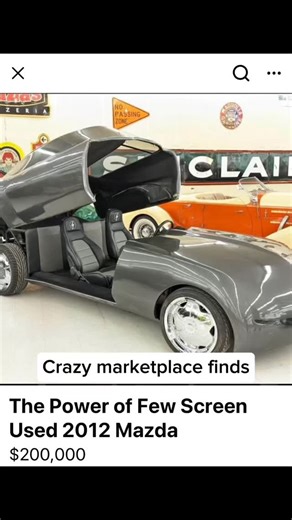 Crazy marketplace finds on Instagram: "This 2012 Mazda concept car is a one-of-a-kind gem, debuted at the 2012 Auto Show to turn heads and set imaginations ablaze. It’s not just a showpiece—it also starred in the movie The Power of Few, coming with a Certificate of Authenticity (COA) to prove its legit status. Powered by a 2.0L 4-cylinder engine paired with an automatic transmission, this beauty has racked up 52,982 miles. The standout feature? A push-button power lift top that opens up like som
