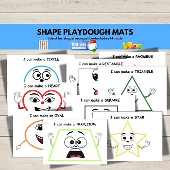 Shapes Recognition Playdoh Mats, Geometry Visual Activity Cards, Math Activity,