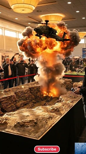 🚁 Ultra-Realistic AH-64 Apache RC Helicopter Flying at Expo! #RCHeli #rctank #rcboat