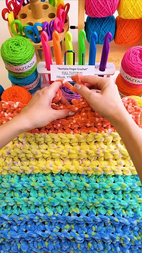 Finger Crochet is an alternative to using a traditional crochet hook. This technique works great especially when teaching beginners, as well as when working with thicker yarn in projects. #crochet #knitting #yarn #diy #tutorial #howto #makersgonnamake #reels #naztazia #sewing #embroidery | Naztazia