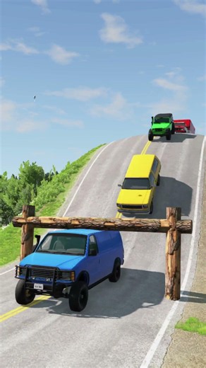 Cars vs Log Trap 130 BeamNG Drive #shorts