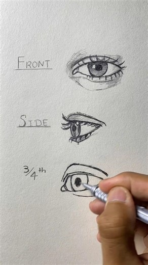 How to draw (front, side & 3/4) view of eye