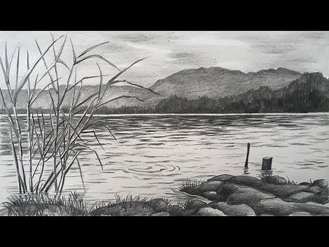 Landscape drawing in pencil | scenery pencil sketch | pencil art