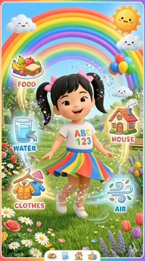 🌟 5 Basic Needs Song for Kids | Food, Water, Home, Clothes & Air! 🎵 | Learn with Sana