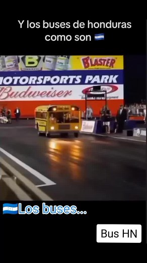 High-Speed Yellow School Bus Drag Race with Flames