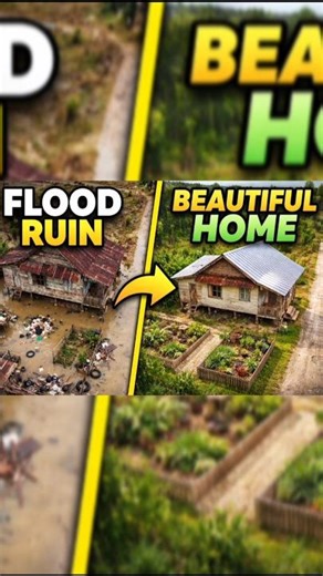 From Flood Ruins to Dream Home 🏡| Full 🌝 Transformation 😮😧