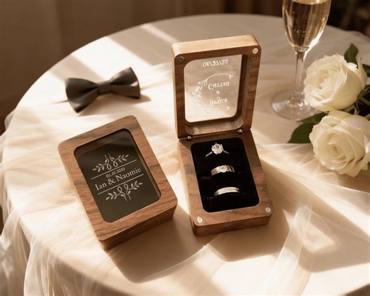 Personalized 3 Slots Wedding Ring Box, 4 Slots Wedding Ring Box, Engagement Ring Box, Ring Bearer Ring Box, Heirloom Ring Box Holder, - Etsy