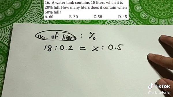 Solving Water Tank Proportions in Math Problems